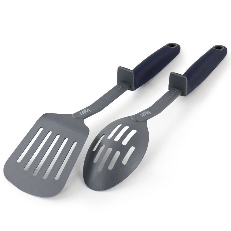 Oster Bluemarine 2 Piece Slotted Turner and Spoon Utensil Set in Navy